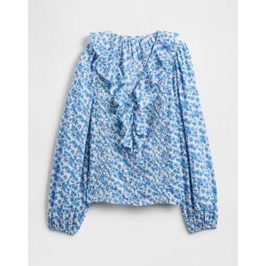 2025 Gap Womens Long Sleeve Ruffle V-Neck Cotton Top Size L Floral Peasant Rodeo